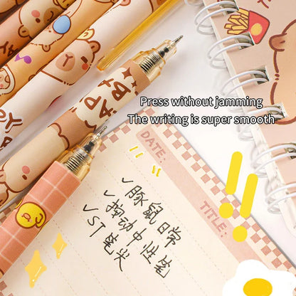 6Pcs Cute Capybara Gel Pens Kawaii Pen Set Quickly-Drying Blue Erasable Pens Office School Supplies Kawaii Aesthetic Stationery