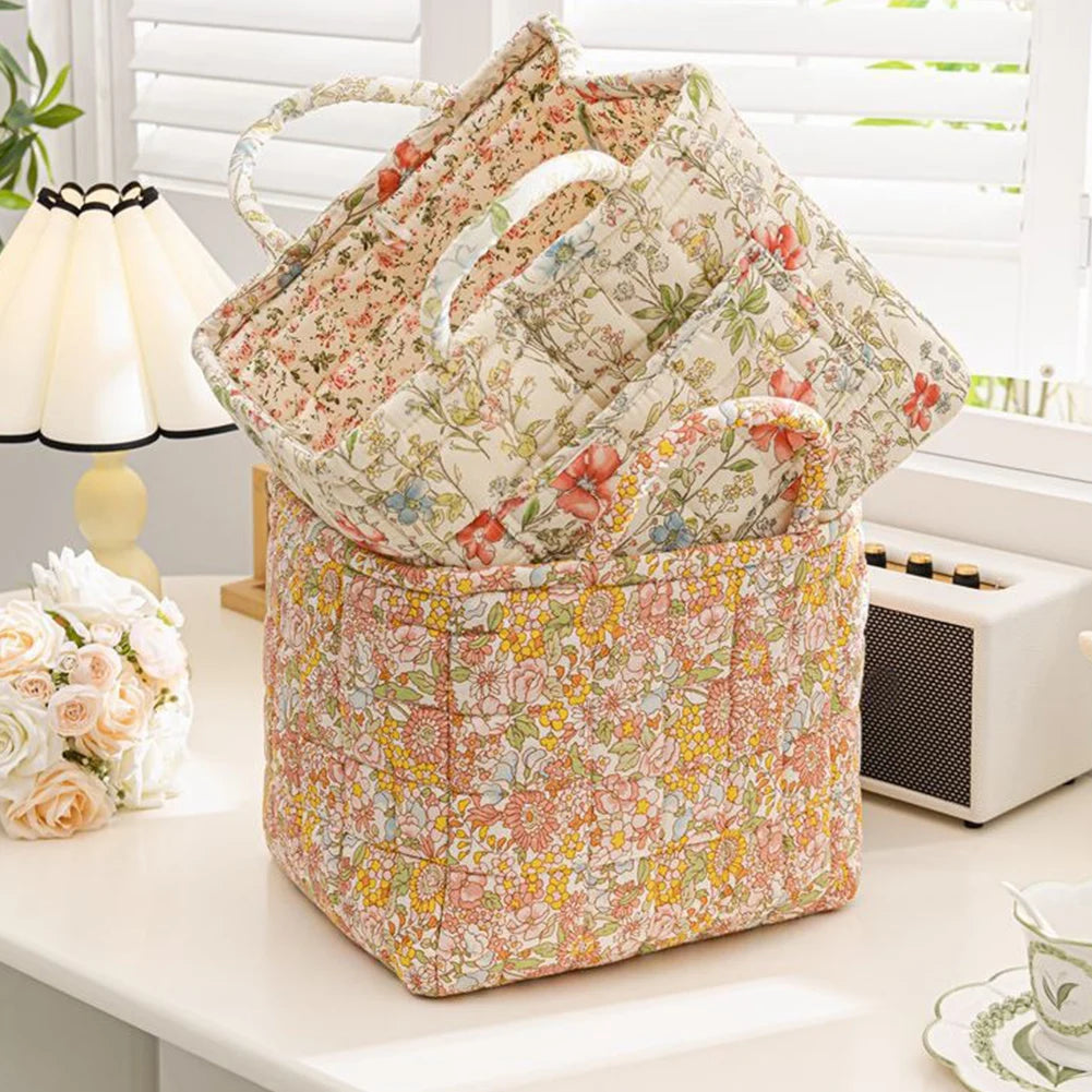Boho Fabric Storage Basket Portable Quilted Laundry Hampers Collapsible Dirty Clothes Laundry Baskets Bathroom Storage Organizer