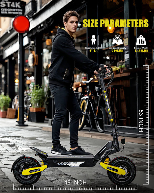 EOEOTWO GT06 Electric Scooter Adults 1200W Motor 48V13/23AH Lithium Battery 28MPH E Scooters Dual Suspensions + 1 Year Warranty