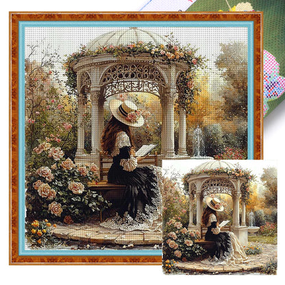Full Embroidery cotton Thread 11CT Printed Girl Cross Stitch Kit Art 50x50cm