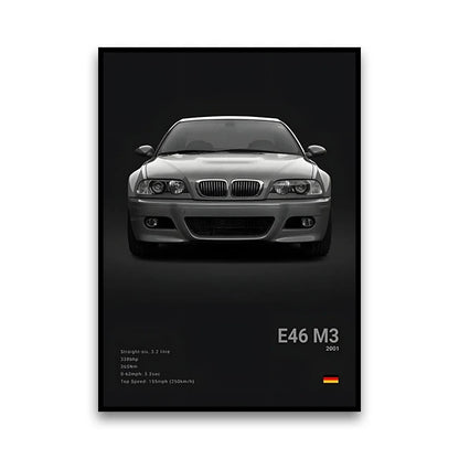 2-A1 Famous Cars G80 M3C Canvas Wall Art Print Poster E30 M3 Z8 Decorative Mural Modern Home Decor Birthday Gift Unframed