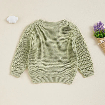Cute Toddler Unisex Cable Knit Sweater Warm Cozy Round Neck Long Sleeve Pullover Jumper for Autumn Winter Season