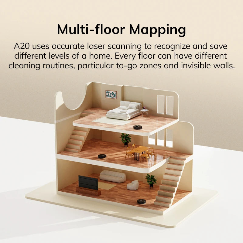 ILIFE A20 Robot Vacuum and Mop Combo, LiDAR Navigation, 3000Pa Suction, Smart Mapping, App/Alexa Control, Ideal for Pet Hair