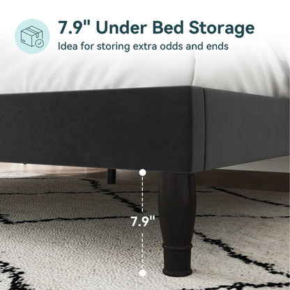 HOOMIC Full/Queen/King Size Velvet Bed Frame with Adjustable Tiara Headboard, Diamond Tufted Upholstered Platform Bed