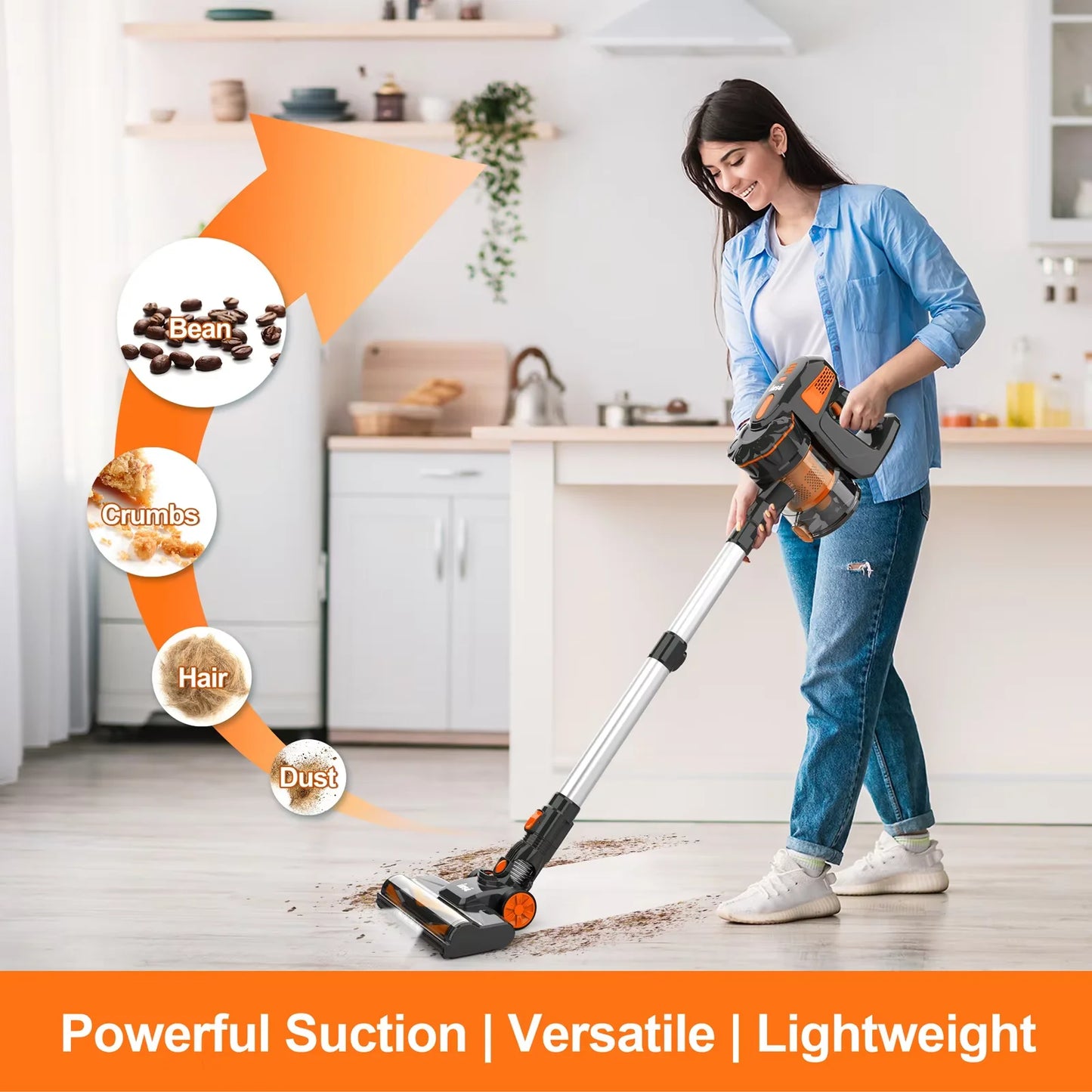 INSE V70 Cordless Vacuum Cleaner 16KPa Stick Vacuum Up to 40min Runtime 10-in-1 Home Cleans for Hardwood Floor Pet Hair Home Car