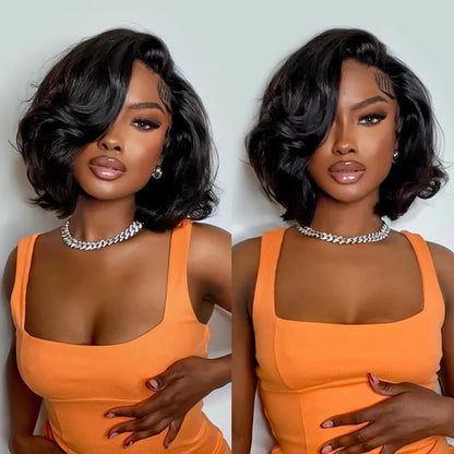 Glueless Body Wave Bob Wigs 13x6 Transparent Lace Frontal Wig 100% Human Hair Wig Natural Wave Short Bob Wigs of Black Women