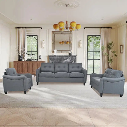 Modern 3-Piece Living Room Sofa Set - Sectional Couch, Loveseat & Accent Chair Furniture for Apartments - Comfortable & Stylish
