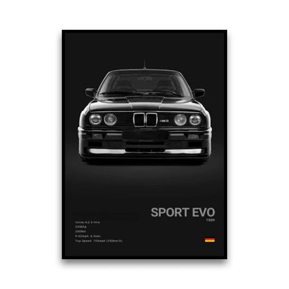 2-A1 Famous Cars G80 M3C Canvas Wall Art Print Poster E30 M3 Z8 Decorative Mural Modern Home Decor Birthday Gift Unframed