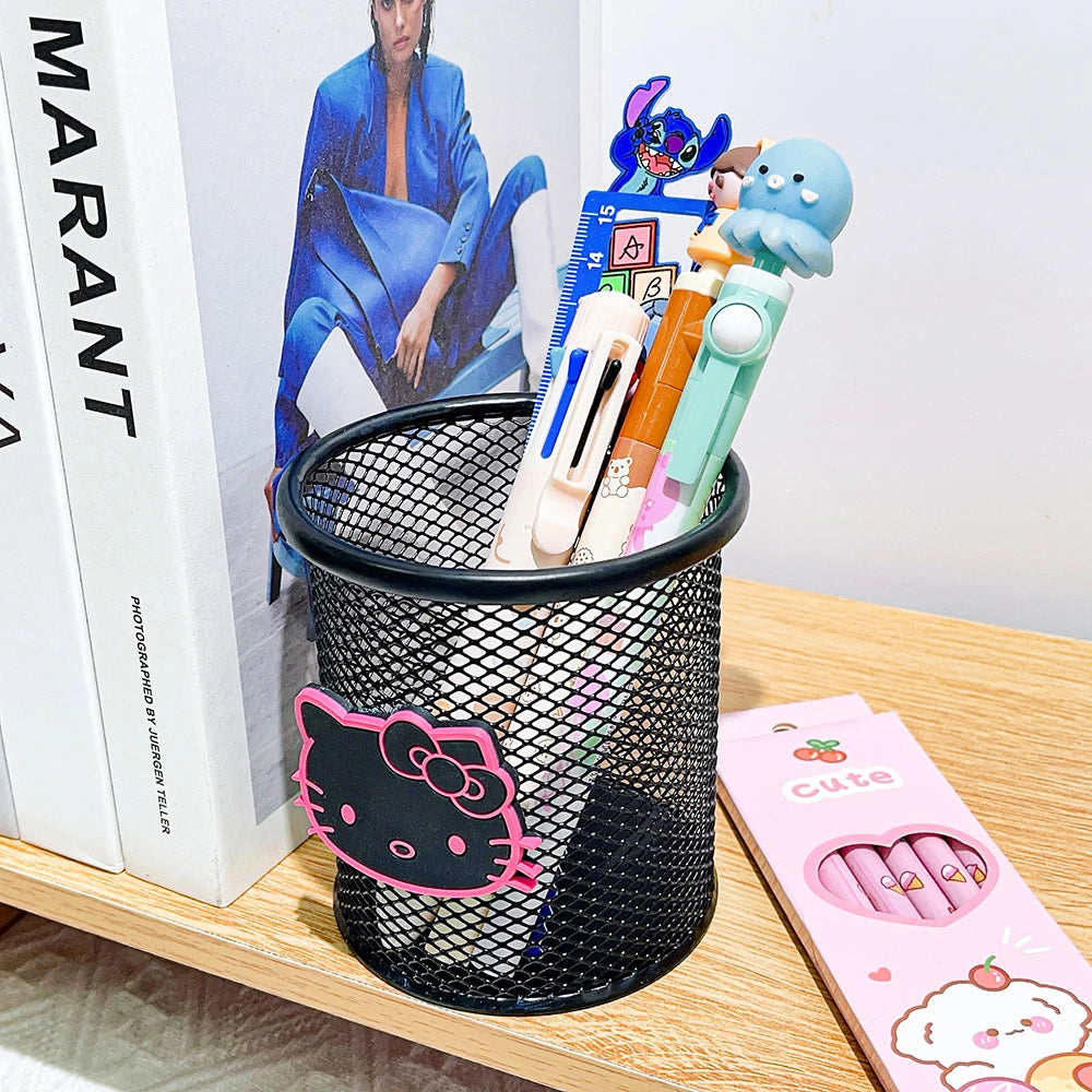Cute Sanrio Hello Kitty Kuromi Metal Pen Holder School Supplies Cosmetics Storage Gift for Wife