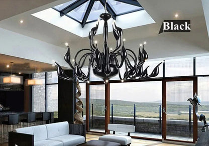 G4 LED Swan chandelier Lighting for Bedroom Foyer Chandelier lustre salon Black White Red gold