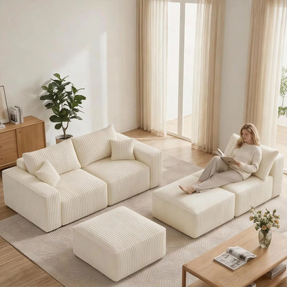 94" Modular Sectional Sofa, Comfy U-Shaped Boneless Couch, Sectional Couches for Living Room, High-Density Foam, Customized
