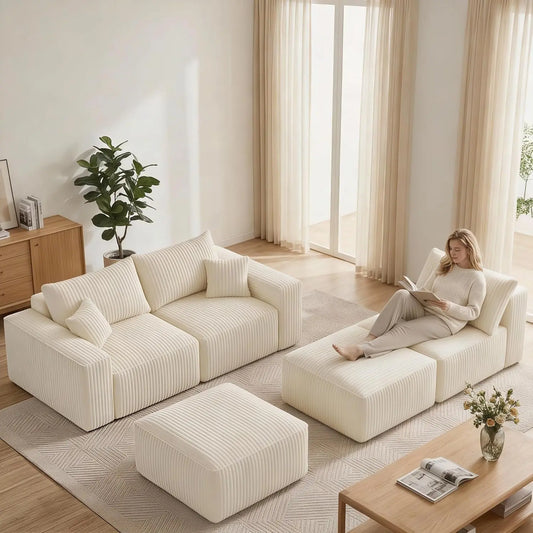 94" Modular Sectional Sofa, Comfy U-Shaped Boneless Couch, Sectional Couches for Living Room, High-Density Foam, Customized