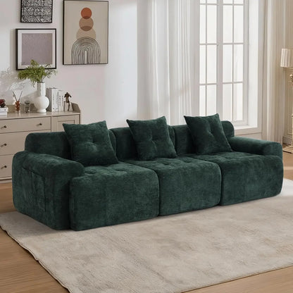 101.65” Modular Sectional Couch for Living Room, 3-Seater Cloud Sofa with Deep Seat, Woven Texture Upholstery, Customized