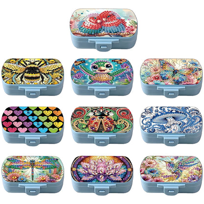 Mushroom 5D DIY Diamond Painting Dot Pill Case Diamond Painting Medicine Box 6 Grid Moisture-proof Pill Organizer for Art Craft