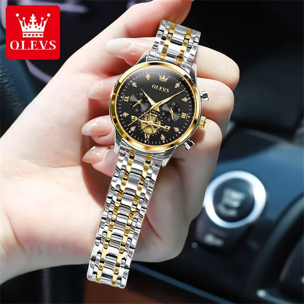 OLEVS 2897 Women Watch Original Fashion Multifunction Quartz Wristwatch Waterproof Luminous r Ladies Watches Gifts For Women