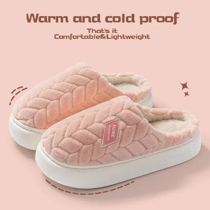 Cotton slippers for women in autumn and winter, new indoor home soft bottom, anti slip and warm plush cotton slippers for women
