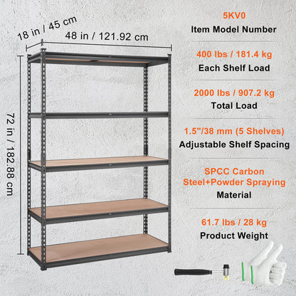 SucceBuy 5 Layers Standing Storage Shelving Unit Heavy Duty Organizer Metal Rack for Kitchen Living Room Warehouse Flower Stand