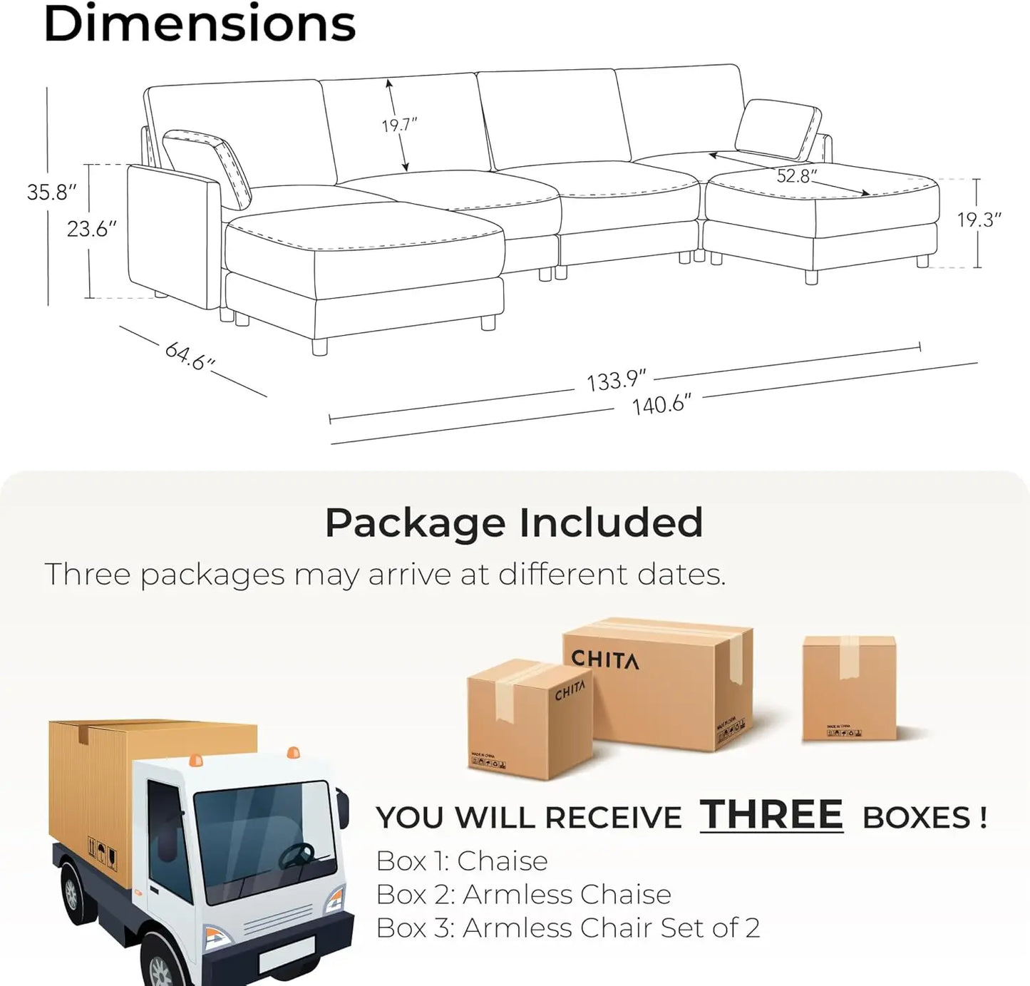 U Shaped Modular Sectional Sofa with 2 Ottoman, Modern Cloud Couch for Living Room and Apartment, 6 Seat Extra Comfty Sofa, Remo