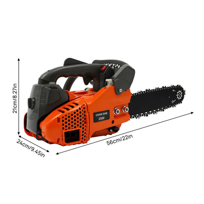 12in Top Handle Chainsaw, 2-Stroke 25.4CC Gasoline Powered Chain Saw for Tree Pruning