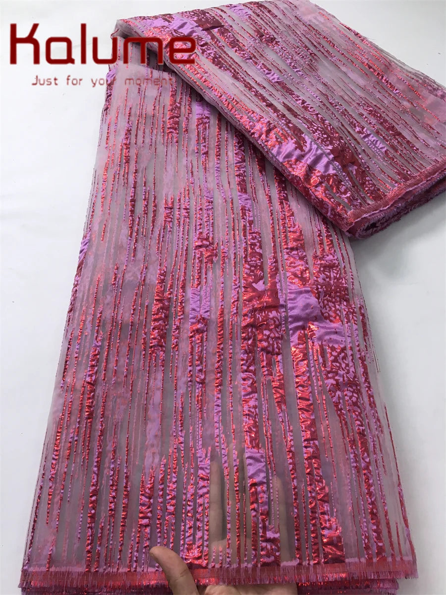 Kalume Lace Luxury African Tulle Brocade Lace Fabric High Quality French Gilding Lace Fabric For Sew Cloth Diy Party Dress F4063