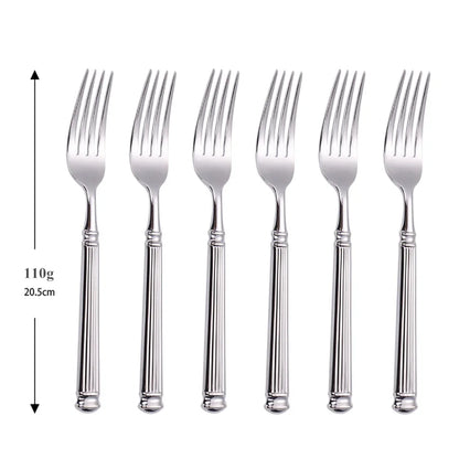Europe Silver Luxury Fashion Cutlery Set 18/10 Stainless Steel Creativity Gift Roman Column Flatware 304 Drop Shipping