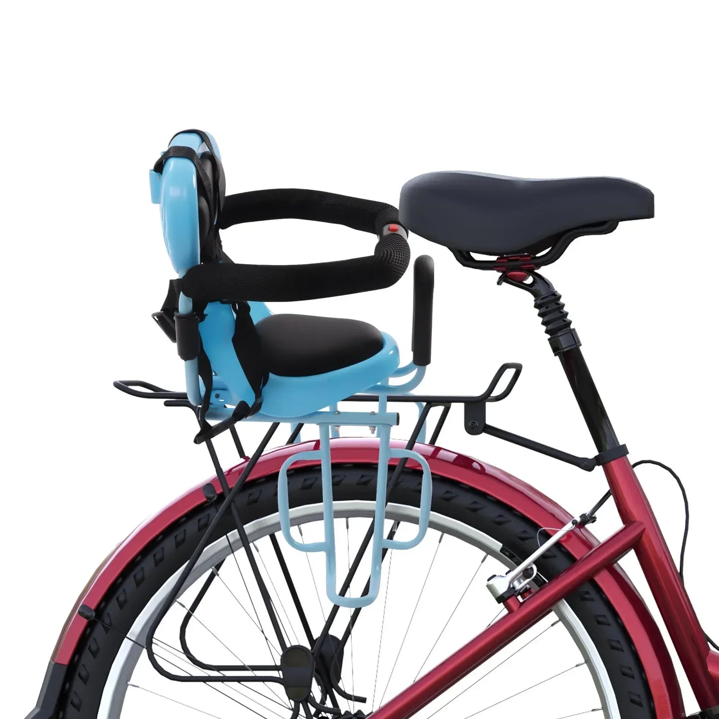 Children's Bicycle Seat Rear Safety Child Seat Tricycle Rear Seat with Footrest and Backrest Suitable for 6 Months and Older