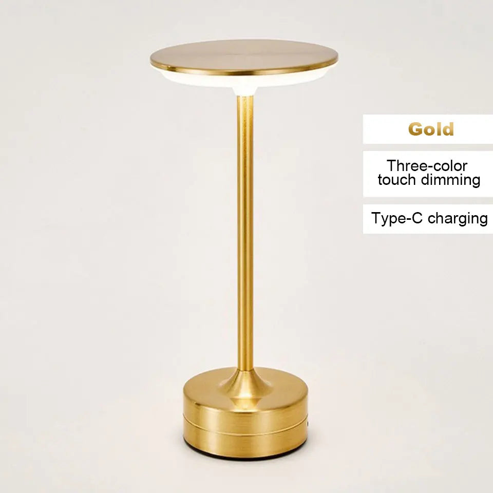 Vintage Metal LED Desk Lamp Touch Control Adjustable Brightness Rechargeable Portable Office Bedroom Living Room Bar Ambient
