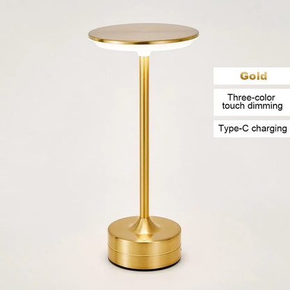 Vintage Metal LED Desk Lamp Touch Control Adjustable Brightness Rechargeable Portable Office Bedroom Living Room Bar Ambient