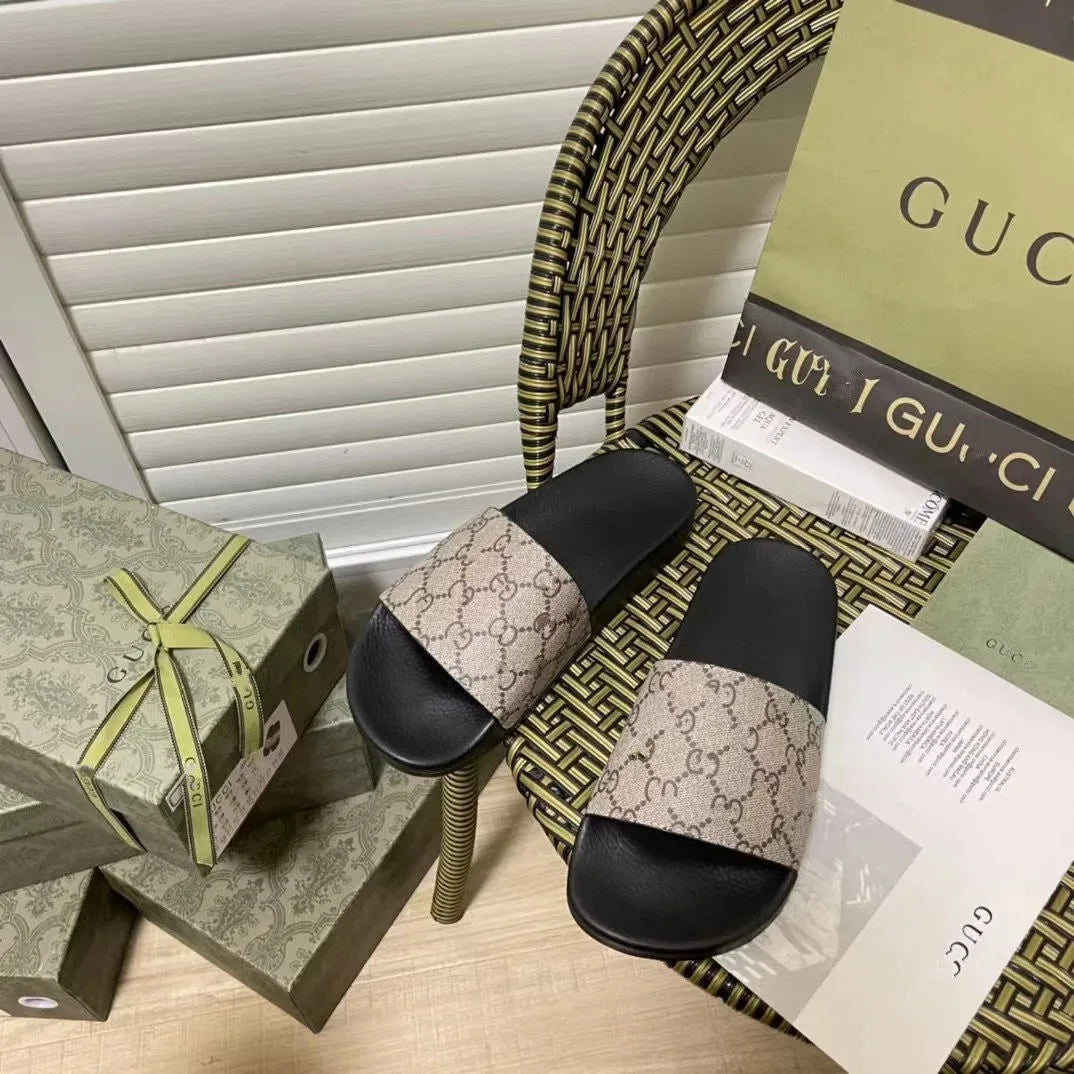 25 explosive slippers summer fashion outside wear women couples new striped thick soles non-slip word home bath bathroom