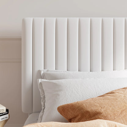 HOOMIC Twin/Full/Queen/King Size Velvet Upholstered Bed Frame with Elegant Vertical Channel Tufted Headboard