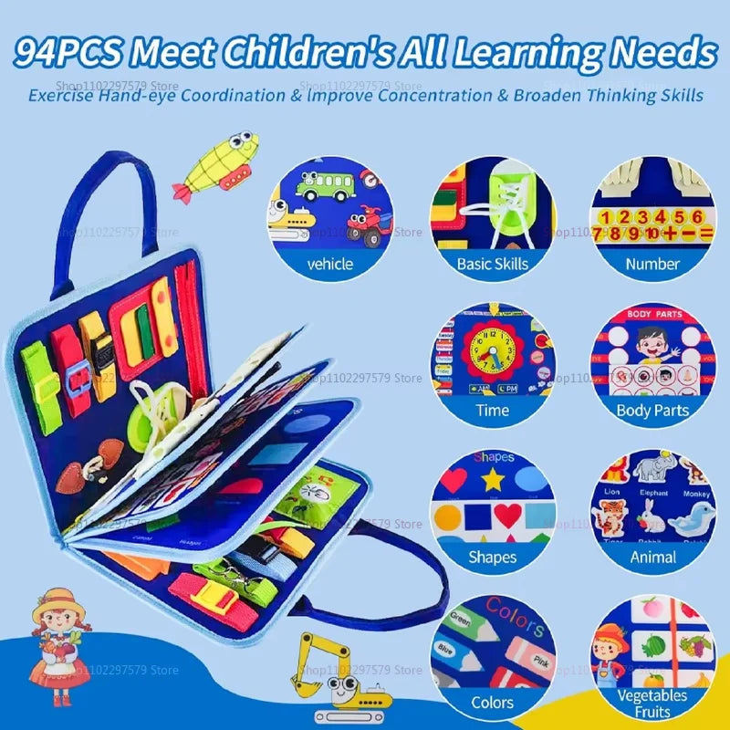 Busy Board Montessori Toys for Toddler Busy Book Sensory Preshool Early Education Learning Fine Motor Skills Toys For Children