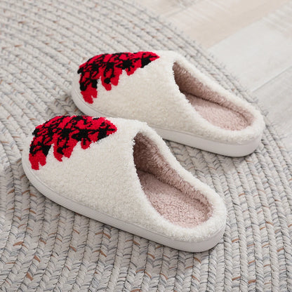 Christmas Tree Cotton Slippers House Flat Floor Soft Slides Breathable Bedroom Slippers for Indoor for Women Men Christmas Gift