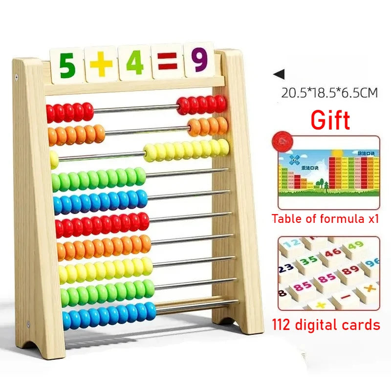 Classic Wooden Educational Counting Toy 100 Beads Preschool Math Learning Toys Montessori Number Arithmetic Abacus Toddler Gift