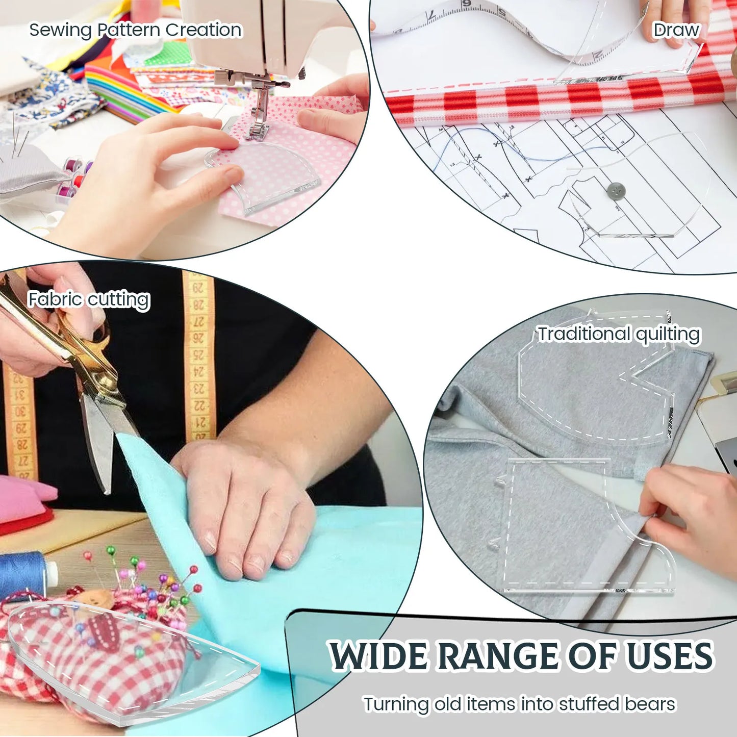 Bear template acrylic sewing pattern template ruler set is easy to operate and suitable for multi-purpose tailoring