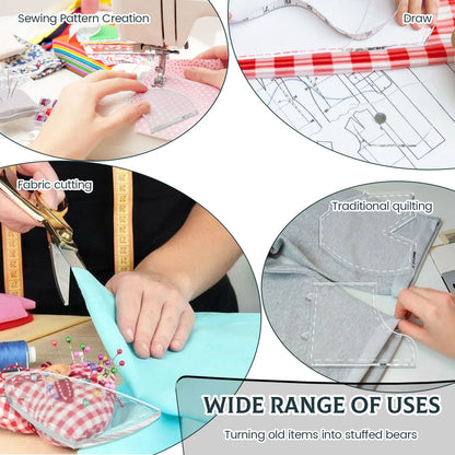 Bear template acrylic sewing pattern template ruler set is easy to operate and suitable for multi-purpose tailoring