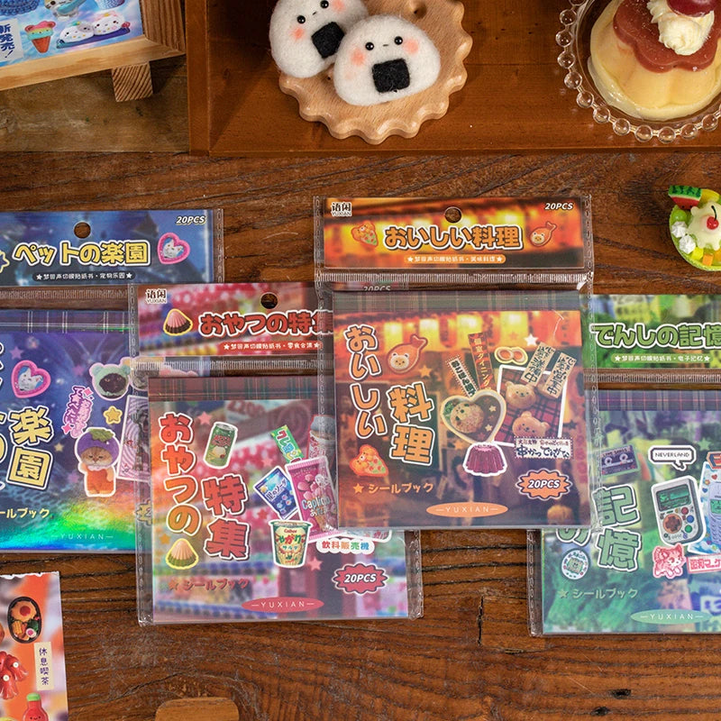 TIANZI 20 Sheets PET Die cut Stickers book Retro Cartoon Decorative handmade Scrapbooking Material Japanese Stationery Supplies