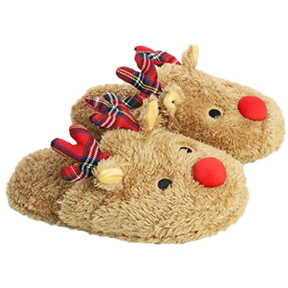 Christmas Reindeer Slippers House Flat Floor Soft Slides Winter Slippers Slip-On Slippers Women Men Breathable Bedroom Slippers