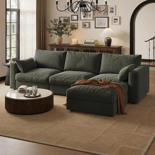 Cloud Modular Sectional Sofa Couch with Storage Ottoman, 99" Oversized Sectional Couches for Living Room, Cloud, Customized