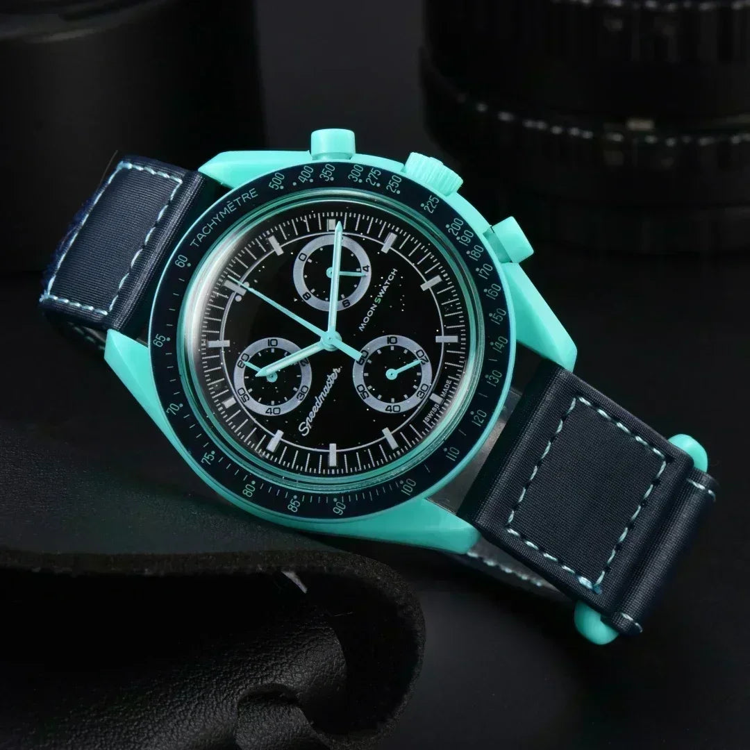 2025 Men's Moon Phase Quartz Chronograph Watch - 6-Hand Celestial Dial, Waterproof Luminous, Gift Box, Hot Sale Free Shipping