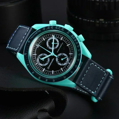 2025 Men's Moon Phase Quartz Chronograph Watch - 6-Hand Celestial Dial, Waterproof Luminous, Gift Box, Hot Sale Free Shipping