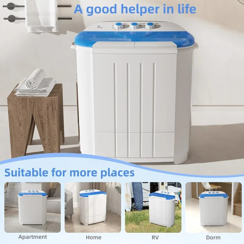 VCJ Portable Washing Machine, Twin Tub Washing Machine Laundry Compact Washer spinner Combo with 14lbs capacity