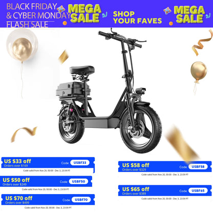 Folding electric scooter with trunk, 500W motor (peak 650W), 48V15AH, 20MPH, 24-32mile range,motorcycle for commuting travel