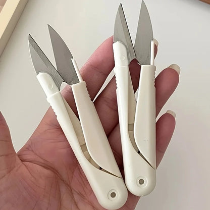 2-piece set - U-shaped scissors with safety handle - durable plastic thread and embroidery scissors for precise cutting, ideal V