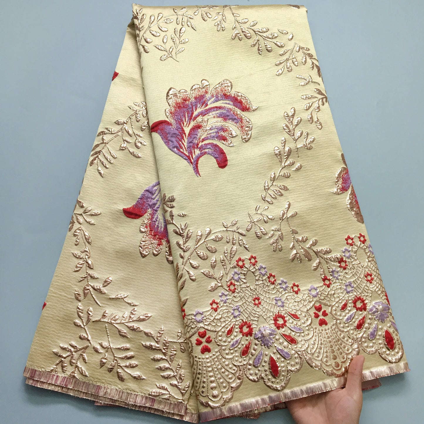 SJD LACA African Brocade Lace Fabrics 2025 High Quality Tulle Damask Nigerian Jacquard French Lace For Sewing Women Dresses 2485