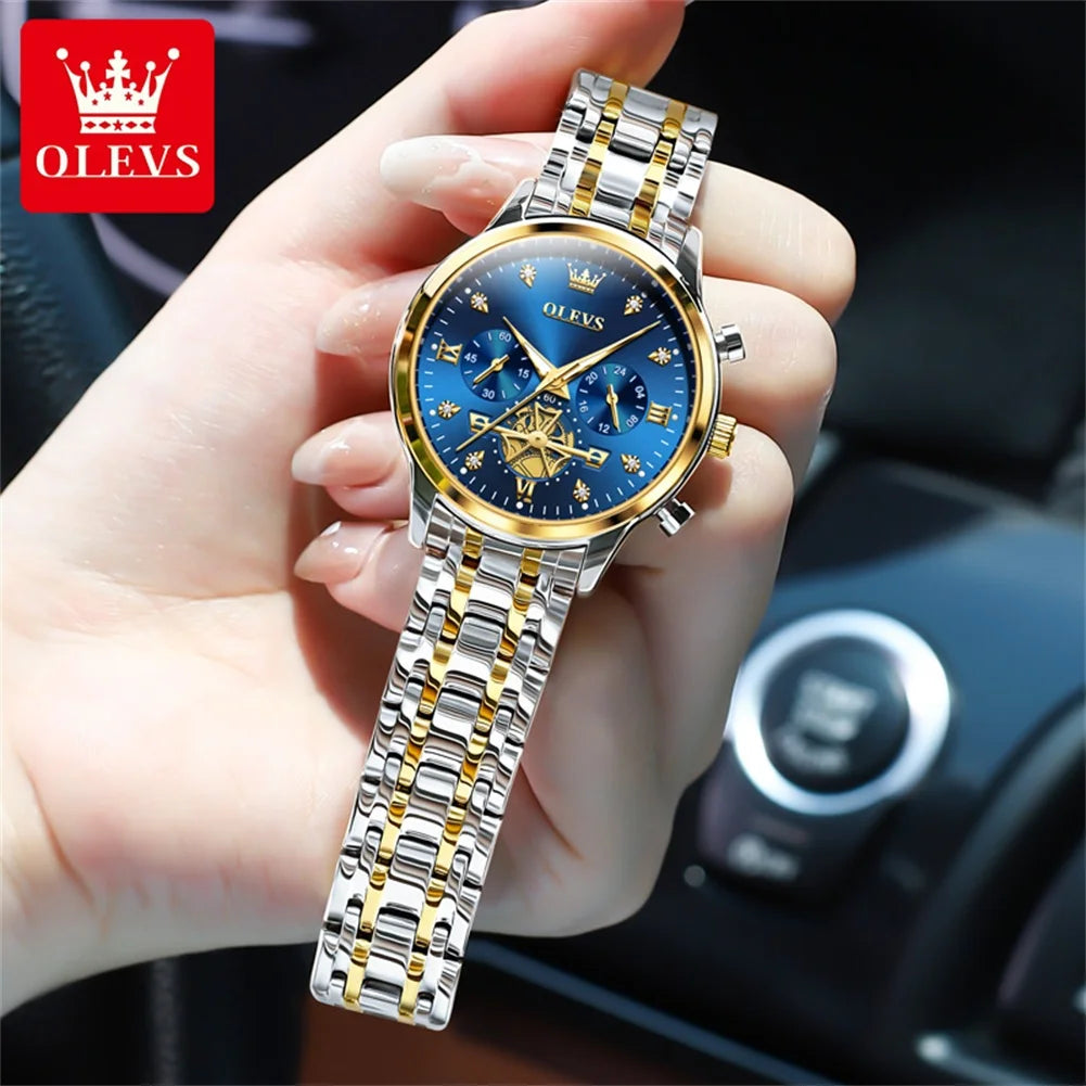 OLEVS 2897 Women Watch Original Fashion Multifunction Quartz Wristwatch Waterproof Luminous r Ladies Watches Gifts For Women