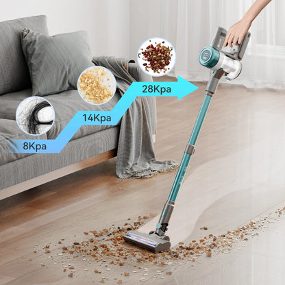 400W/≥28Kpa Cordless Vacuum Cleaner,Stick Vacuum with Touch Screen, Max 60 Mins Runtime,Wireless Vacuum Cleaners for Home, Anti-