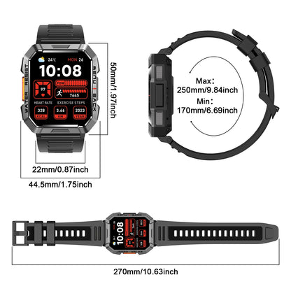 Waterproof W60 Outdoor Smart Watch with Emergency Lighting 2.01'' HD Display 900mAh Large Battery Smartwatch for Women Men Gifts