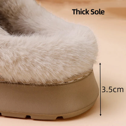 Winter Warm Plush Indoor Slippers for Women Men Non Slip Soft Sole Cotton Shoes Woman Cozy Thick Platform Fluffy House Slippers