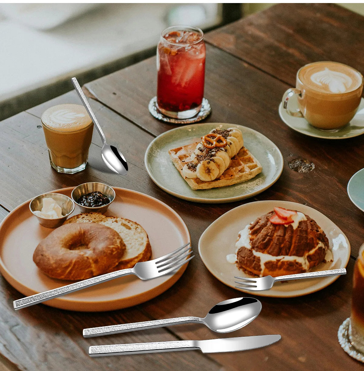 30Pcs Fashion New Cutlery Set 18/10 Stainless Steel Gift Flatware 410 Steel Knife Fork Spoon Dinnerware for 6 Drop Shipping