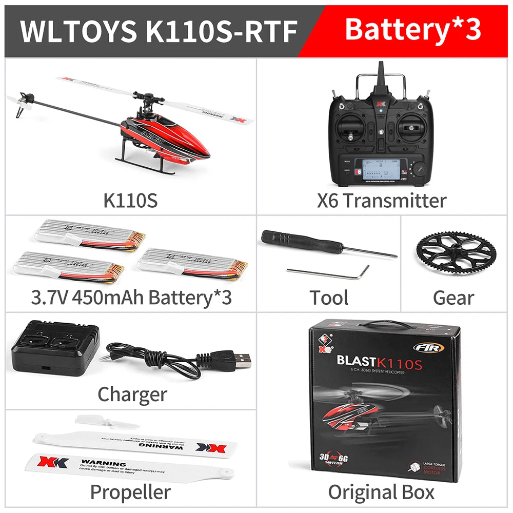 Wltoys XK K110S 6CH 3D 6G System Remote Control Toy Brushless Motor 2.4G RC Helicopter BNF/RTF Compatible With FUTABA S-FHSS